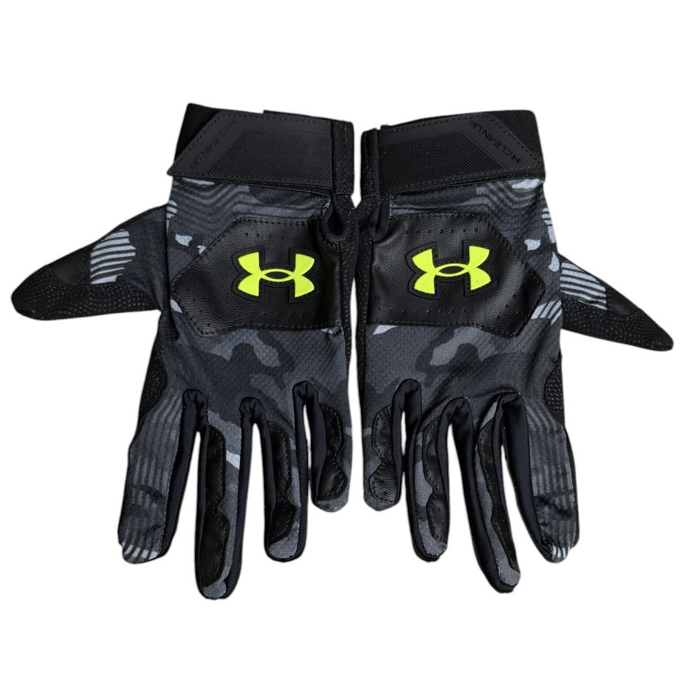 Under Armour Mens Small UA Clean Up Baseball Softball Batting Gloves Black Camo